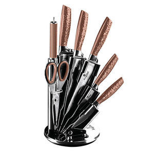 8-Piece Knife Set w/ Acrylic Stand Rose Gold Collection