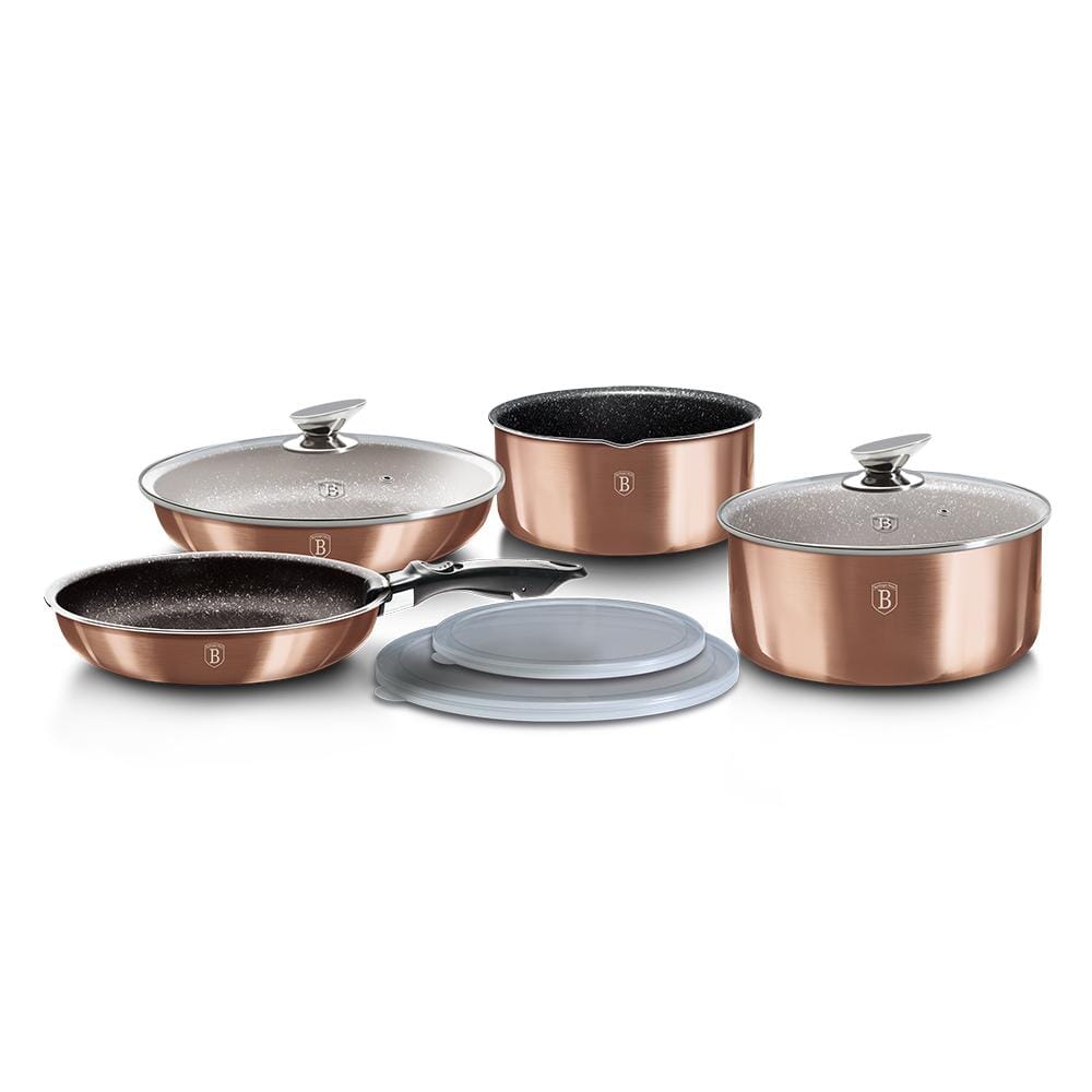 Berlinger Haus 9-Pieces Cookware Set with Detached Ergonomic Handle Carbon Pro