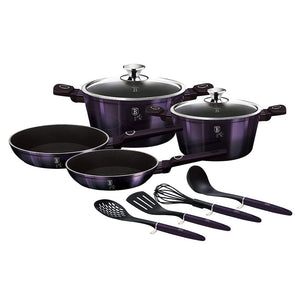10-Piece Kitchen Cookware Set Purple Eclipse Collection - Berlinger Haus US