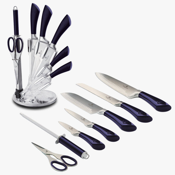 Utopia Kitchen Stainless Knife Set Cutlery Acrylic Clear Stand 